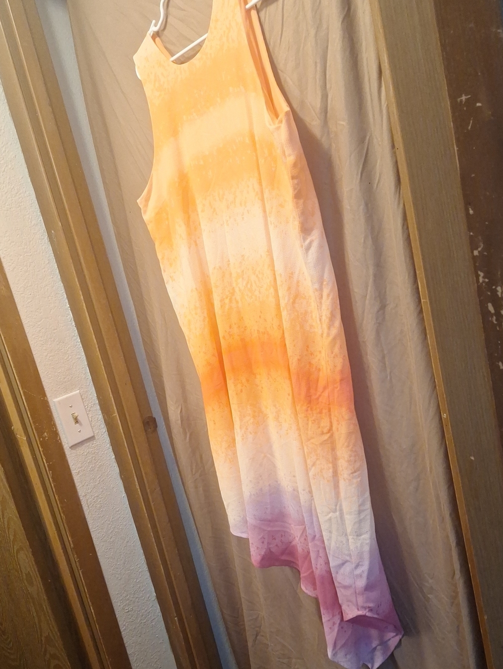 Apt. 9 Sleeveless Asymmetrical Ombre Maxi Dress in Orange, Pink & Purple